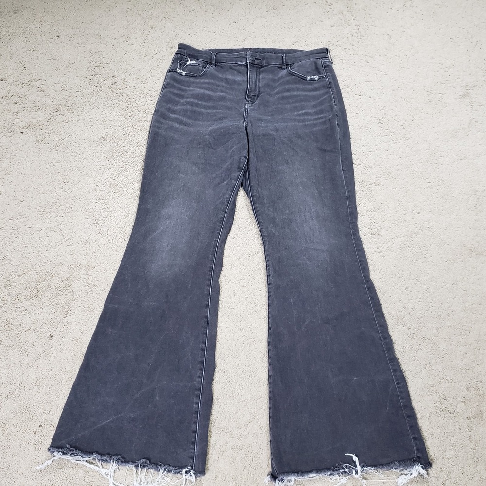 American Eagle Jeans Women 16 Black Curvy Super High Rise Flare Kick Stretch